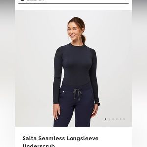 Figs brand long sleeve under scrub seamless, navy blue-quantity 2